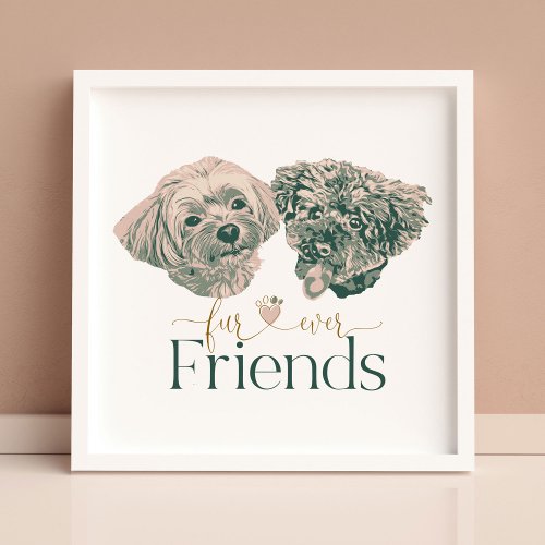 Fur_ever Friends Cute Dogs Tote Bag Framed Art