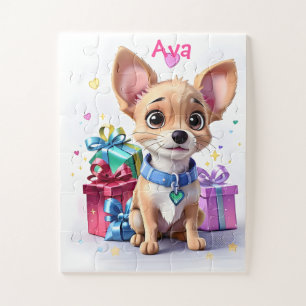 Fur-ever Fun Lucky Chihuahua Puppy & Colorful Gift Jigsaw Puzzle