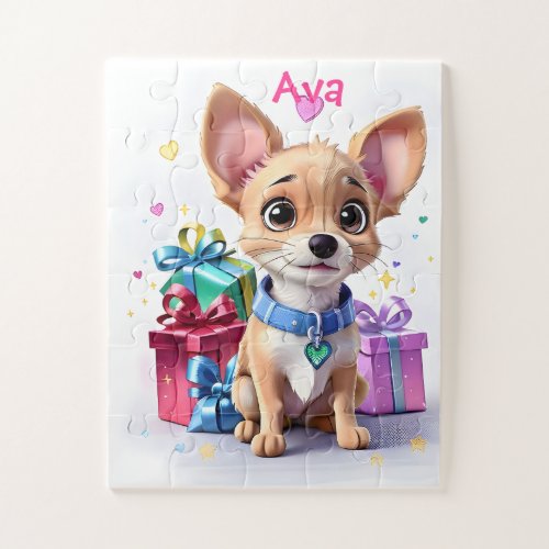 Fur_ever Fun Lucky Chihuahua Puppy  Colorful Gift Jigsaw Puzzle