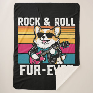 Fur-Ever Rock & Roll With A Rockin Corgi Sherpa Blanket