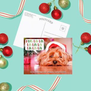 Fur La La La La Pet Holiday Photo Postcard