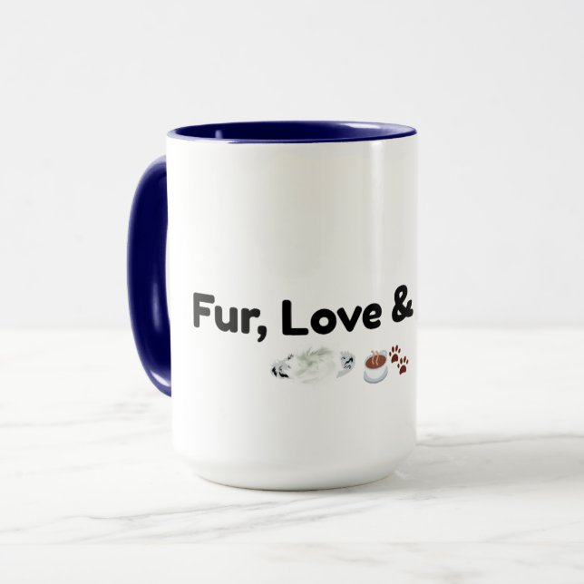 Fur Love & Coffee Funny Dog Cat Lover Mug (Front Left)