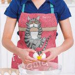 Fur Mama Funny Whimsical Cats Personalized Name Apron<br><div class="desc">Fur Mama Funny Whimsical Cats Personalized Name Kitchen Aprons features whimsical cats with the text "Fur Mama" and your personalized name in modern script typography on a red background. Perfect as a gift for cat lovers for Birthday,  Mother's Day,  Christmas and more. Designed by Evco Studio www.zazzle.com/store/evcostudio</div>