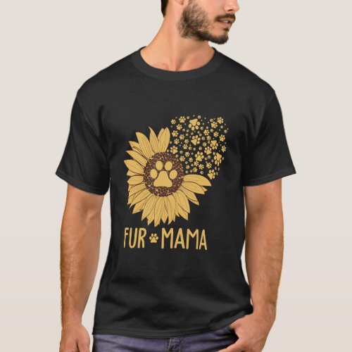 Fur Mama Sunflower Dog Mom T_Shirt