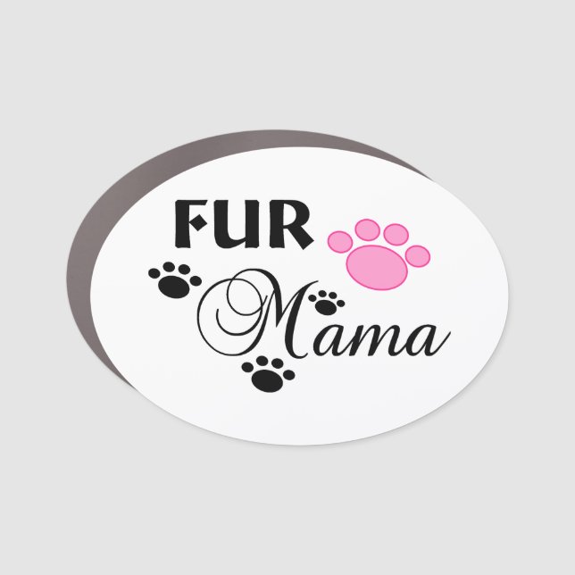 Fur Mama With Pink Paw Car Magnet (Front)