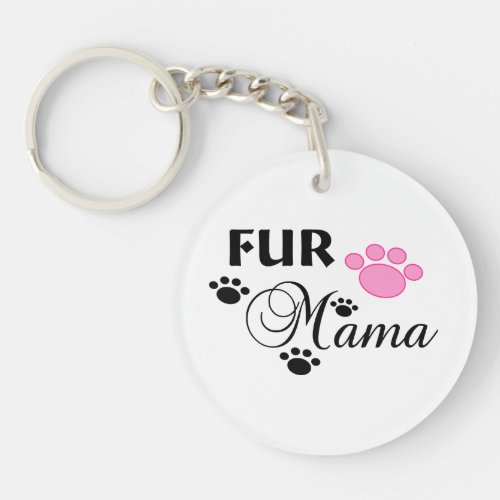 Fur Mama With Pink Paw Keychain