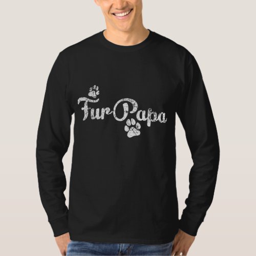 Fur Papa Cute Dog Cat Lover Dad Pawprint Gift T_Shirt