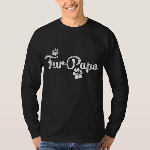 Fur Papa Cute Dog Cat Lover Dad Pawprint Gift T_Shirt