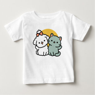 Fur-Real Friends Forever Cute Cat & Dog Duo Baby T-Shirt