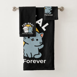 Fur-Real Friends Forever Cute Cat & Dog Duo Bath Towel Set