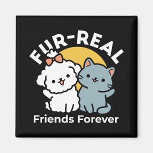 Fur-Real Friends Forever Cute Cat & Dog Duo Magnet