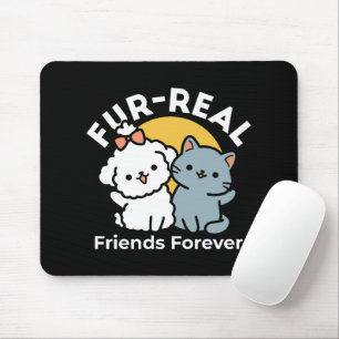 Fur-Real Friends Forever Cute Cat & Dog Duo Mouse Pad
