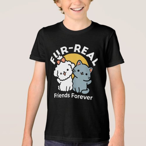 Fur_Real Friends Forever  Cute Cat  Dog Duo Tri_Blend Shirt