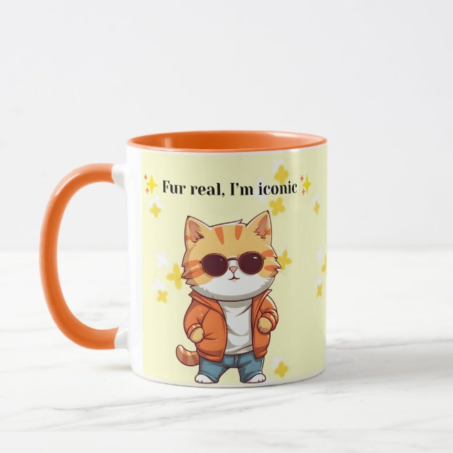 Fur Real, I’m Iconic | Funny Cat Quote Mug (Left)