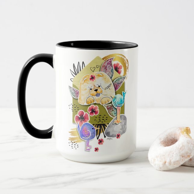 FUR-ST  CLASS MAIL Chow dog  Mug (With Donut)