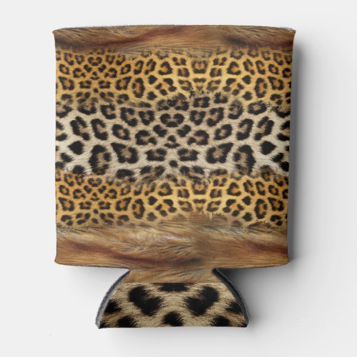 Fur texture fox and leopard can cooler