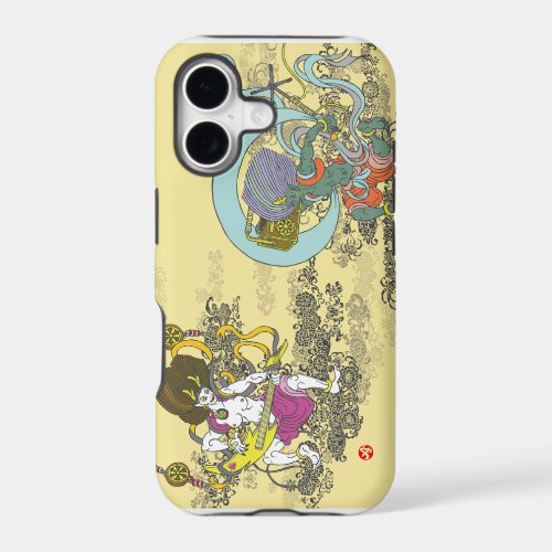 thunder wind japan japanese thunderbolt arabesque pattern foliage scrolls illustration 唐草 風 日本 和風 イラスト 空 sky pop arts ポップ