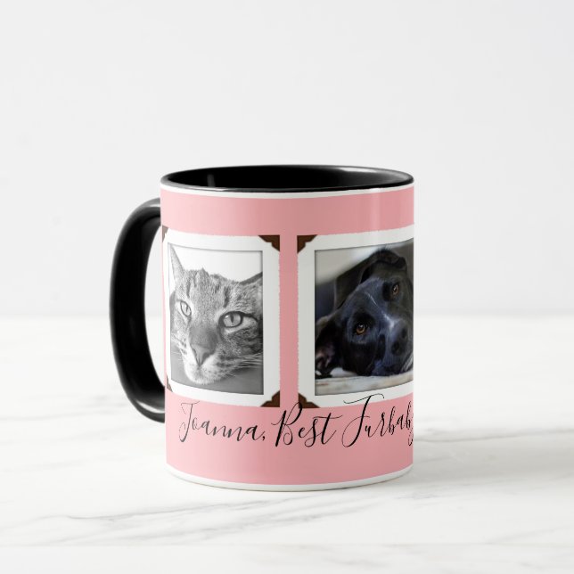 Furbaby Mom Three Pet Photos gift Mug (Front Left)