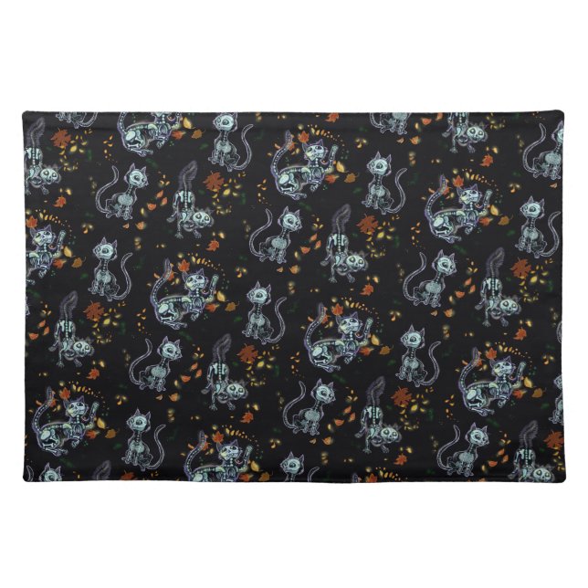 Furever Friends Spooky Ghost Cats   Cloth Placemat (Front)