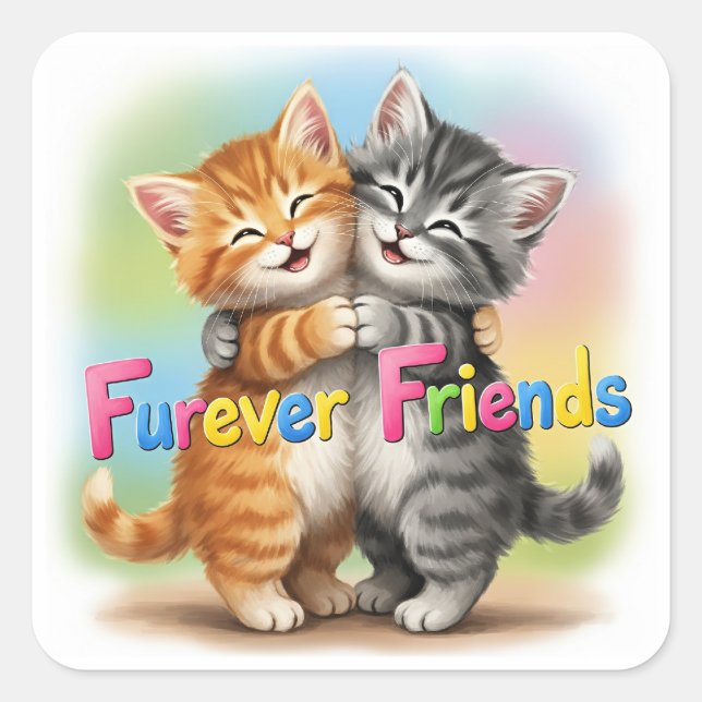 Furever Friends Square Sticker (Front)