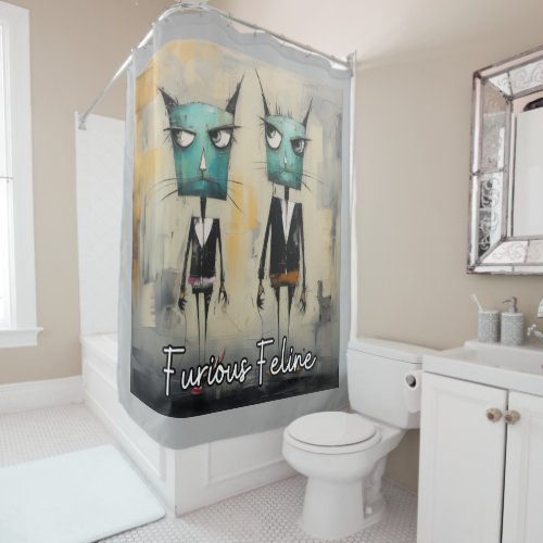 Furious Feline Shower Curtain