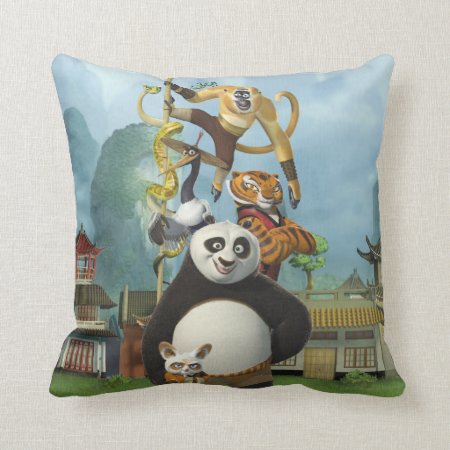 Furious Five Stacked Throw Pillow