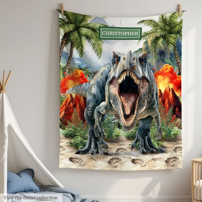 Furious T-Rex Blanket Custom Name Personalized (Furious T-Rex Blanket Custom Name Personalized)