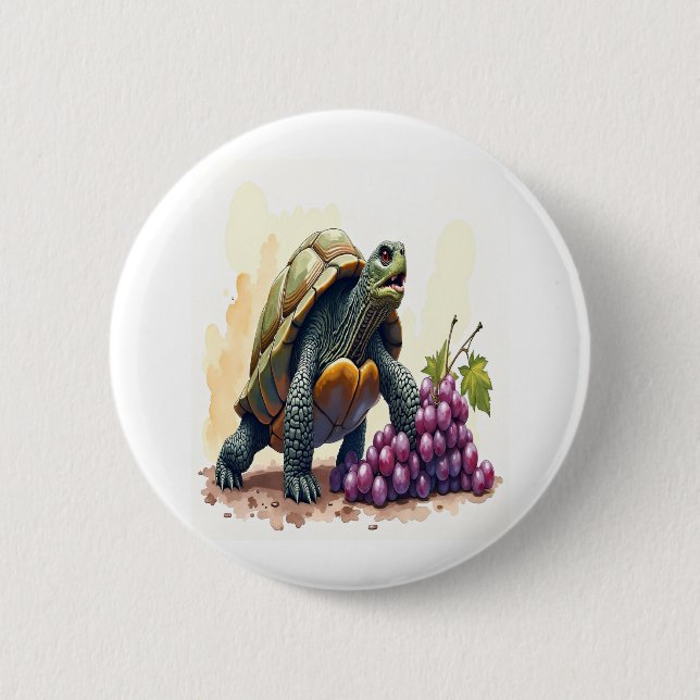 Furious Turtle Stomping Grapes. Button (Front)