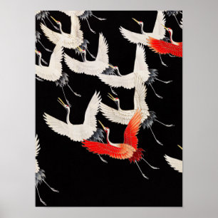 Furisode with a Myriad of Flying Cranes Poster