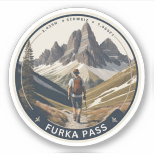 furka pass hikes swiss alpine road trip sticker