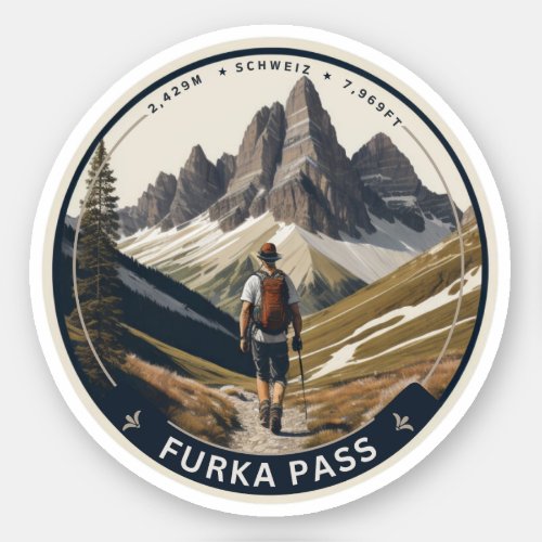 furka pass hikes swiss alpine road trip sticker
