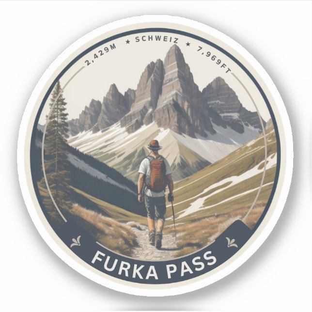 furka pass hikes swiss alpine road trip sticker (Front)
