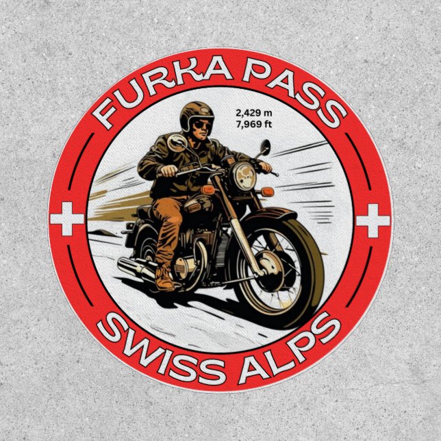 furka pass - swiss mountain pass road trip motobik patch (Front)