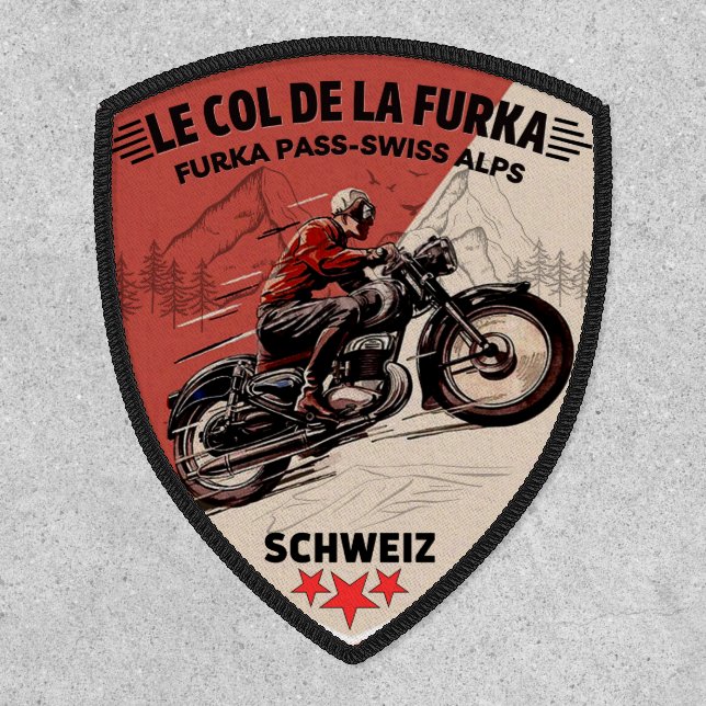 furka pass - swiss mountain pass road trip motobik patch (Front)