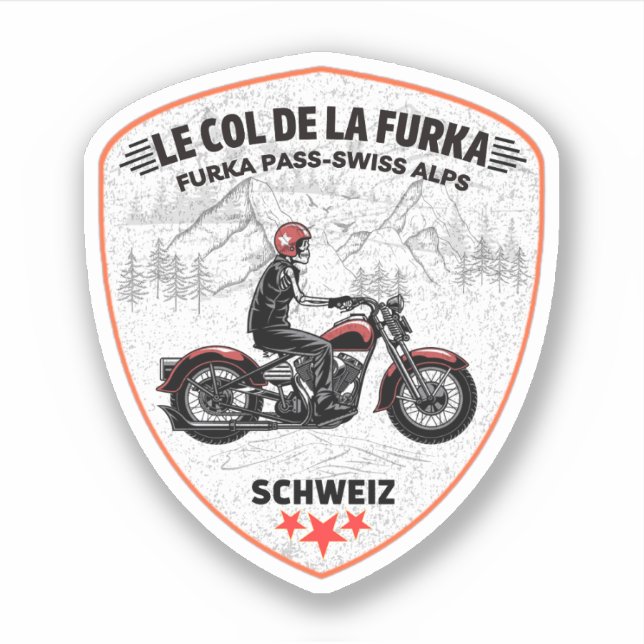 furka pass - swiss mountain pass road trip motobik sticker (Front)