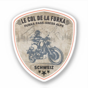 furka pass - swiss mountain pass road trip motobik sticker