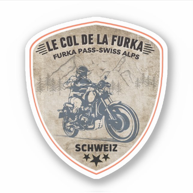 furka pass - swiss mountain pass road trip motobik sticker (Front)
