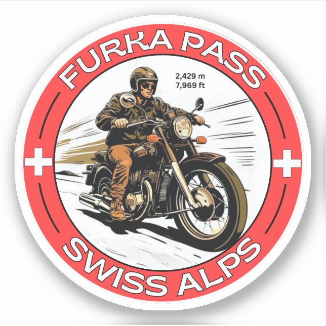 furka pass - swiss mountain pass road trip motobik sticker (Front)