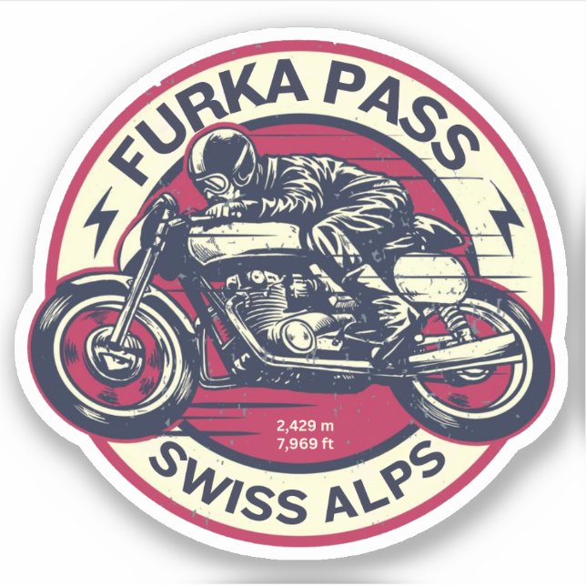 furka pass - swiss mountain pass road trip motobik sticker (Front)