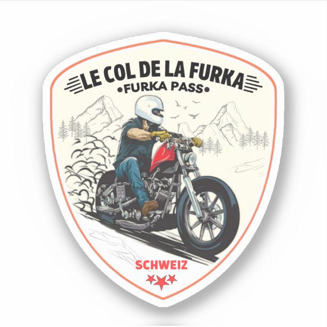 furka pass - swiss mountain pass road trip motobik sticker (Front)
