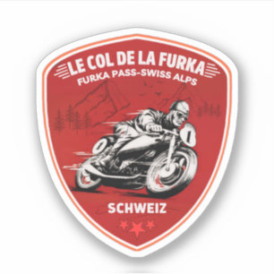 furka pass - swiss mountain pass road trip motobik sticker