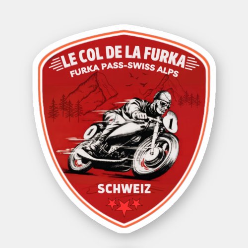 furka pass _ swiss mountain pass road trip motobik sticker