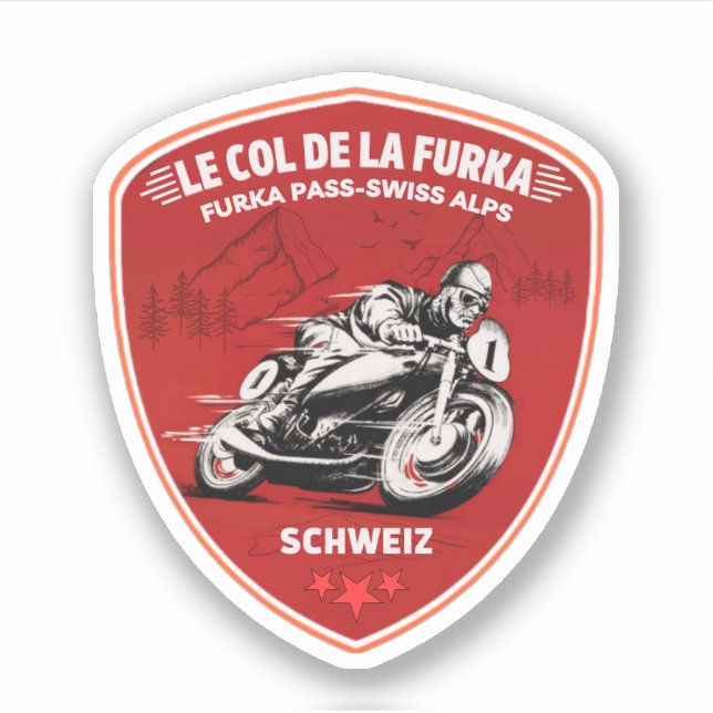 furka pass - swiss mountain pass road trip motobik sticker (Front)
