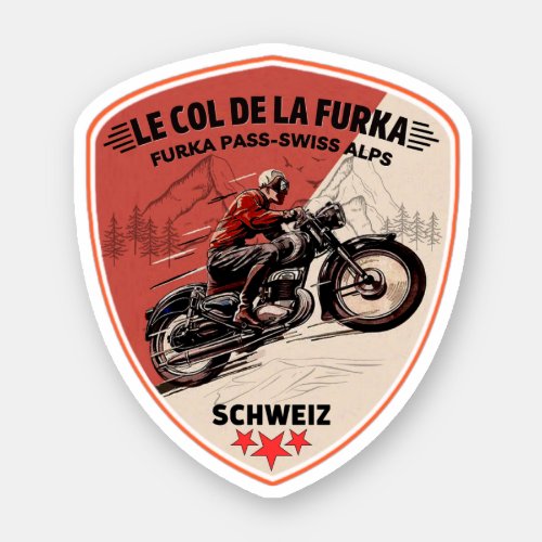 furka pass _ swiss mountain pass road trip motobik sticker