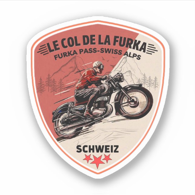furka pass - swiss mountain pass road trip motobik sticker (Front)