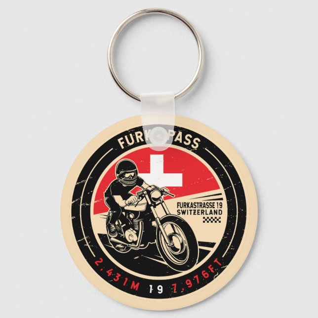 Furka Pass | Switzerland | Motorcycle Keychain (Front)