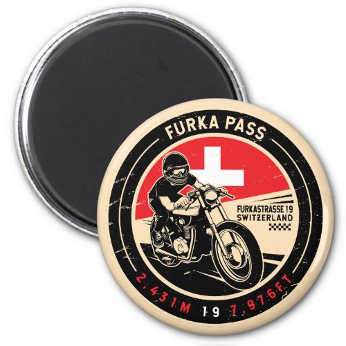 Furka Pass  Switzerland  Motorcycle Magnet