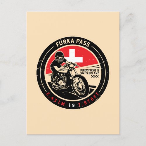 Furka Pass  Switzerland  Motorcycle Postcard