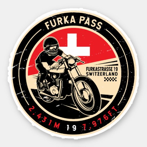 Furka Pass  Switzerland  Motorcycle Sticker