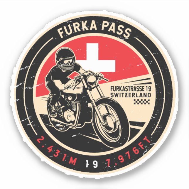 Furka Pass | Switzerland | Motorcycle Sticker (Front)